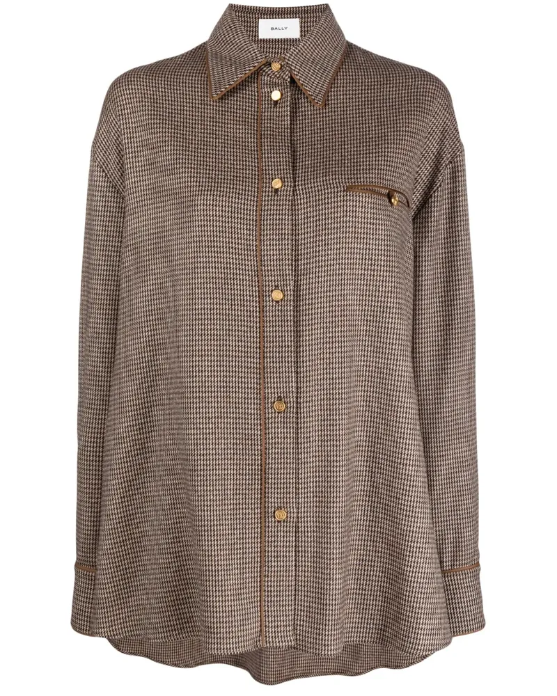 Bally Hemd mit Hahnentrittmuster - Braun Braun