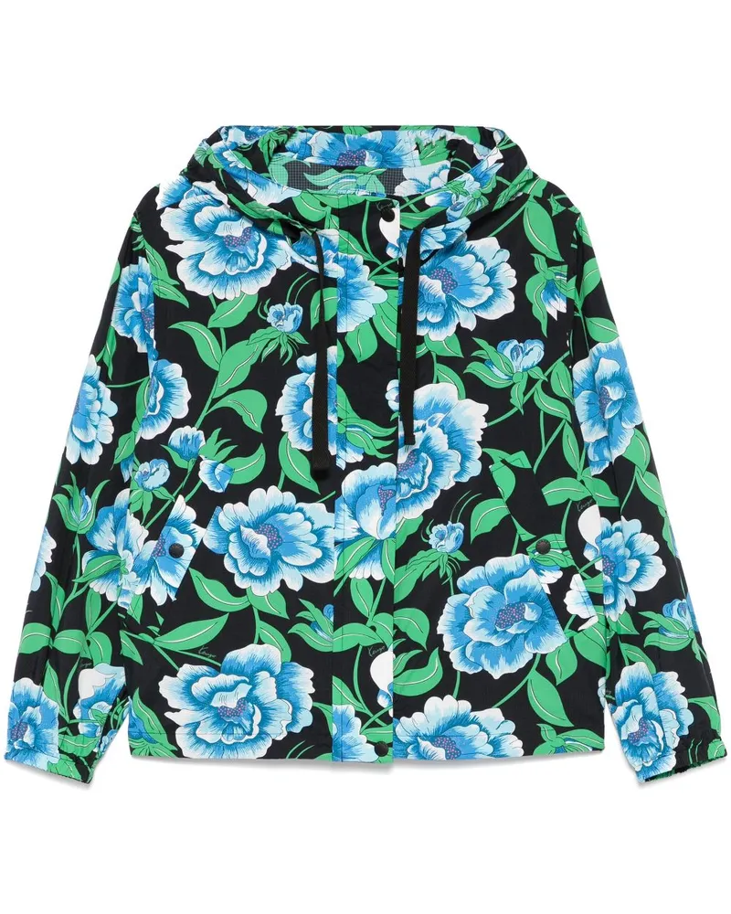 Kenzo Windbreaker mit  Peonies-Print - Schwarz Schwarz