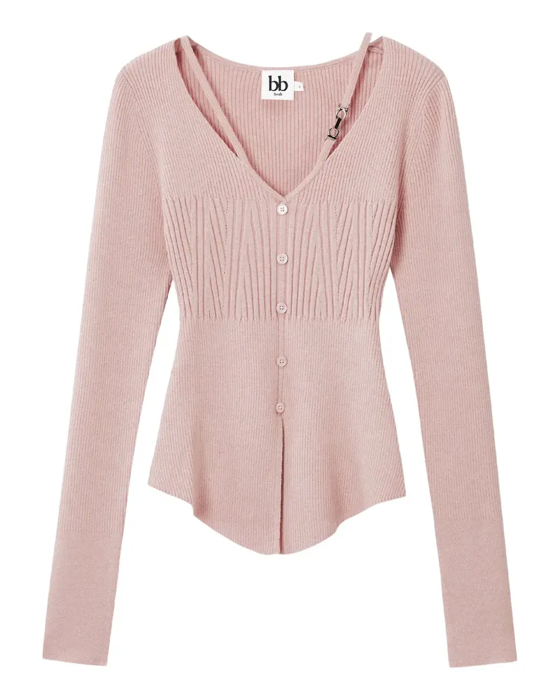 b+ab Cardigan mit Knopfverschluss - Rosa Rosa