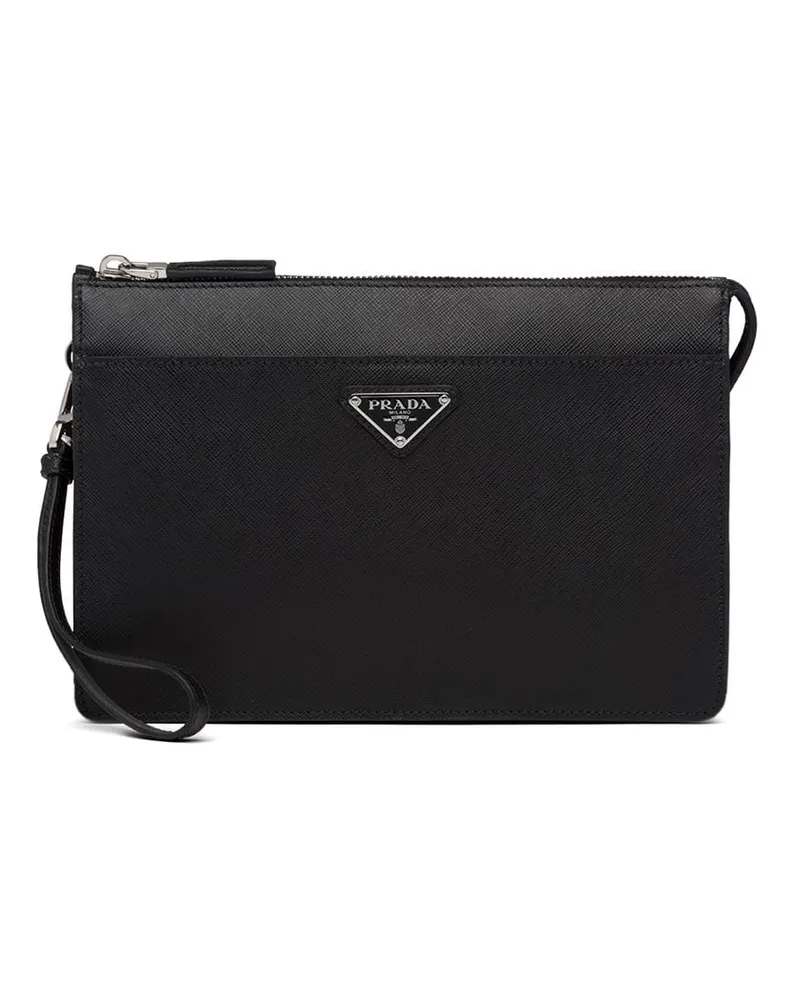 Prada Clutch mit Logo - Schwarz Schwarz