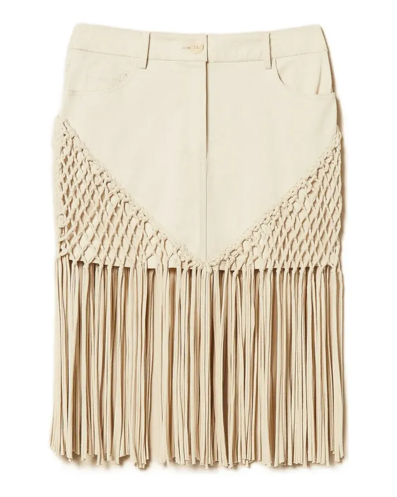 Twin-Set fringed mini skirt - Nude Nude