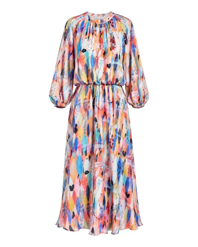 Irina Schrotter Nella abstract-print gathered midi dress - Blau Blau