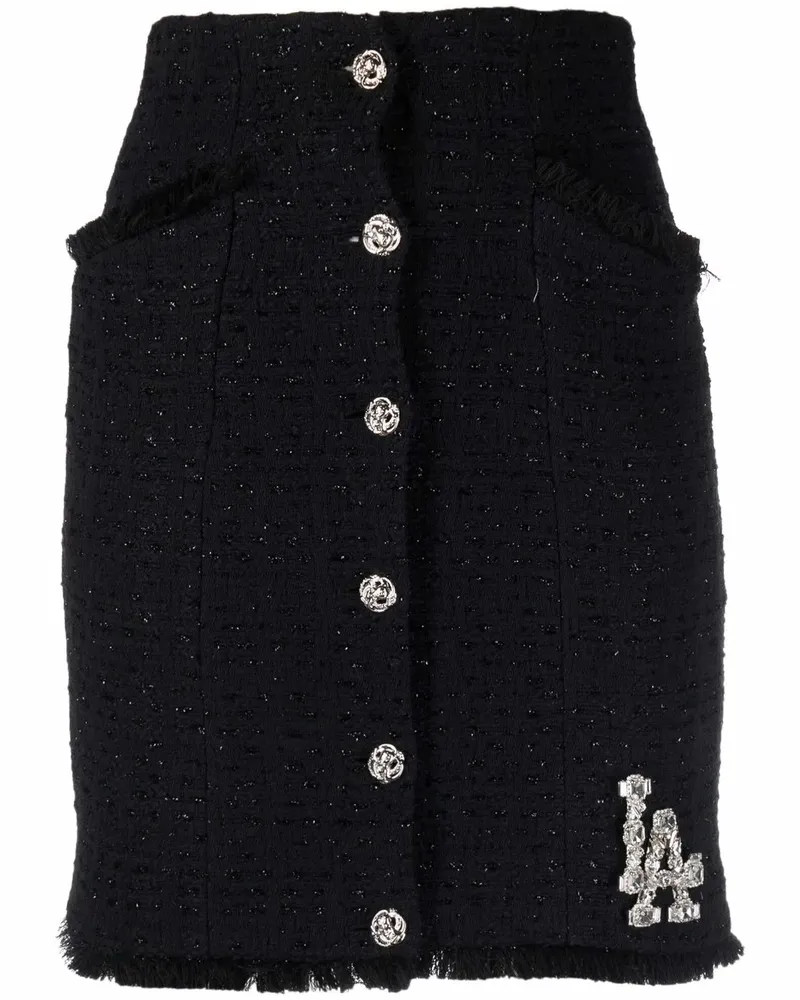 Philipp Plein Tweed-Rock mit Totenkopf - Schwarz Schwarz