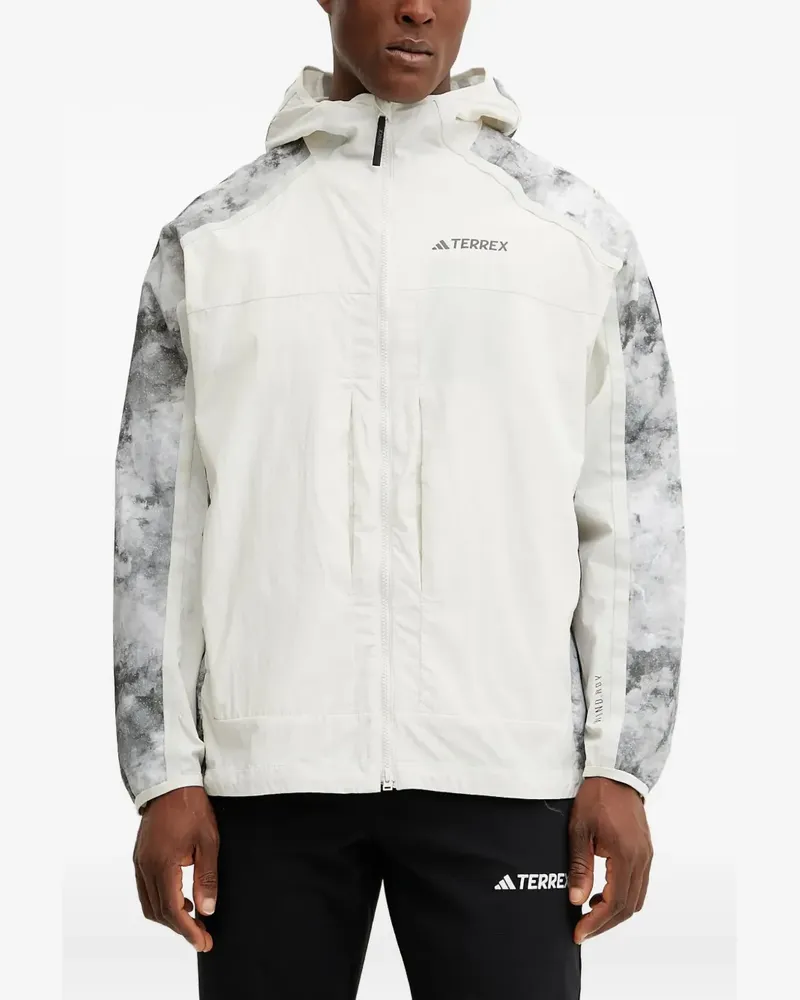 adidas x National Geographic WIND.RDY Kapuzenjacke mit Marmor-Print - Weiß Weiß