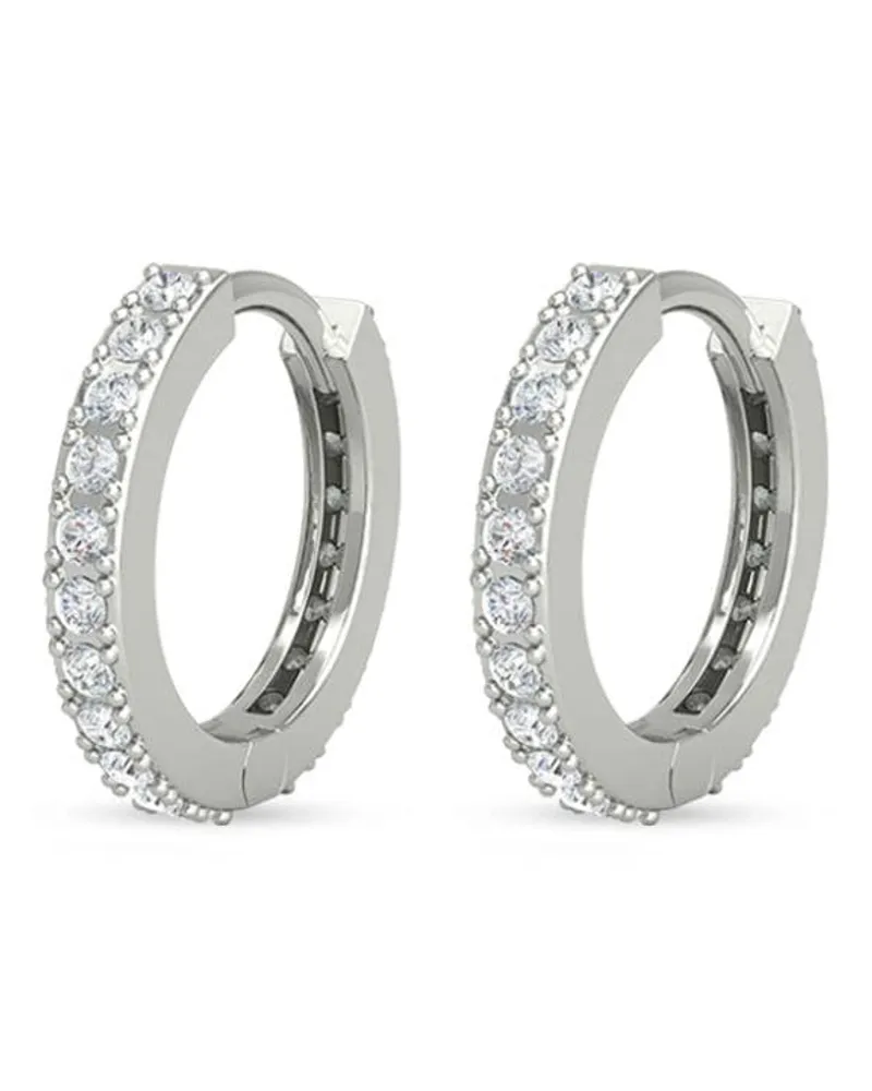 VEYNOU 14kt Weißgoldcreolen mit Diamanten - Silber Silber