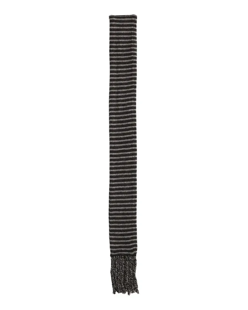 Ziggy Chen striped fringed scarf - Schwarz Schwarz