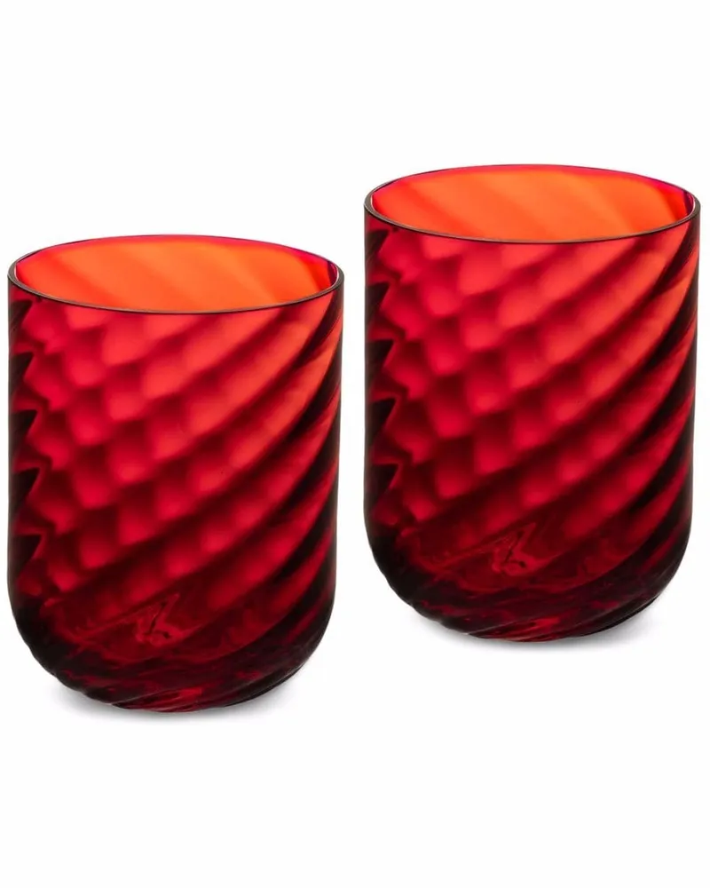 Dolce & Gabbana Set aus zwei Gläsern mit Prägung - Rot Rot
