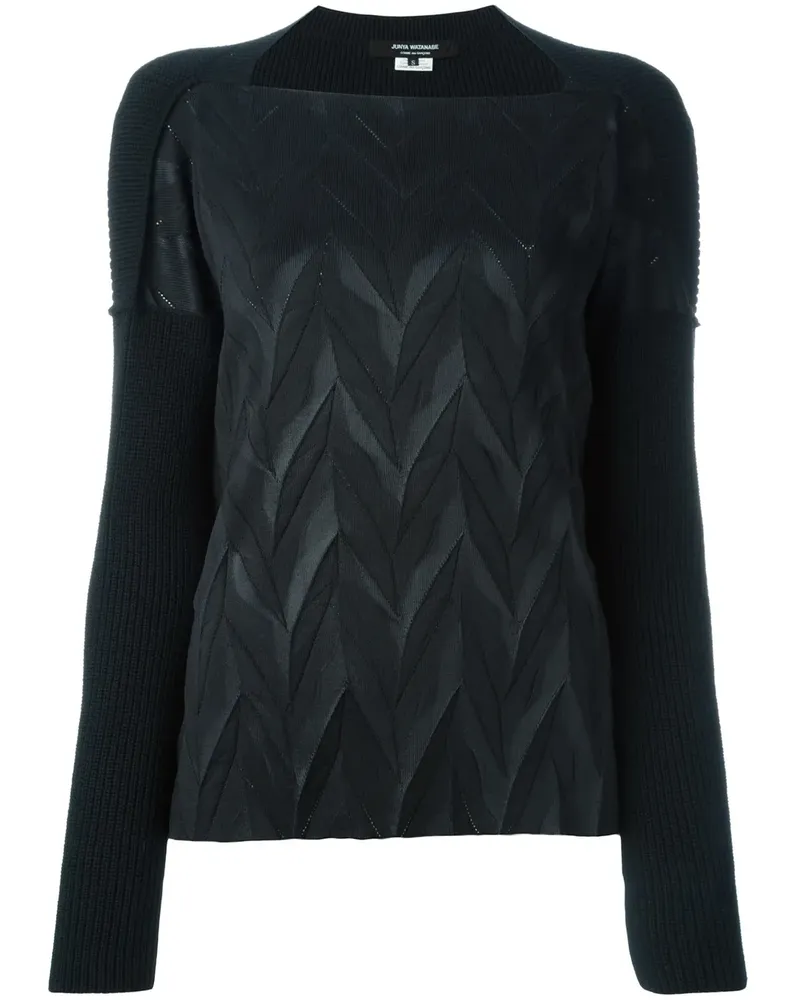 Junya Watanabe Semi-transparenter Pullover mit Zickzackmuster - Schwarz Schwarz