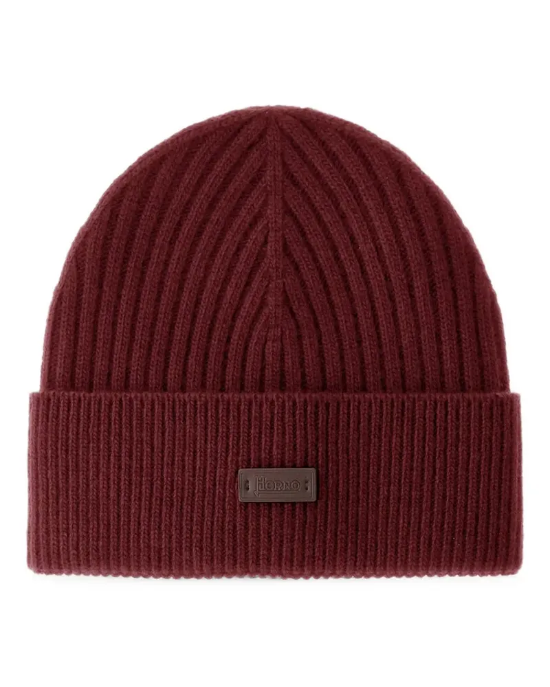 Herno Gerippte Beanie - Rot Rot