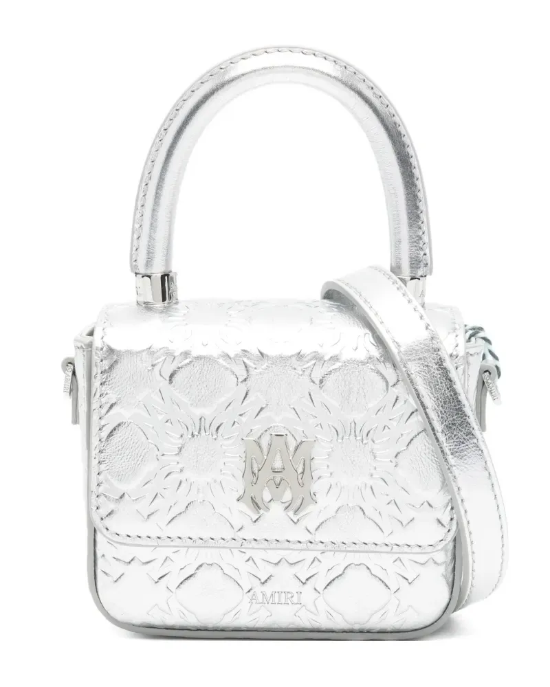 Amiri embossed top handle mini bag - Silber Silber