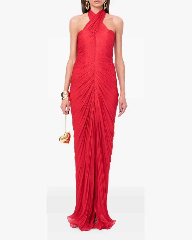Ana Radu ruched halterneck maxi gown - Rot Rot