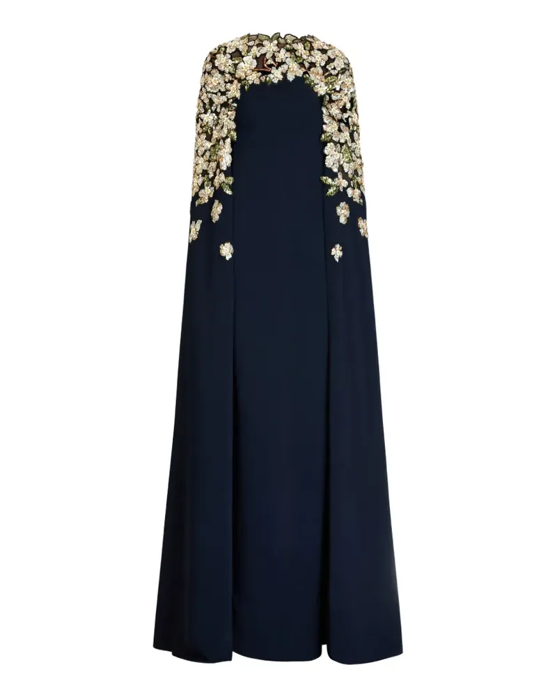 Oscar de la Renta floral sequin embroidered caftan - Blau Blau