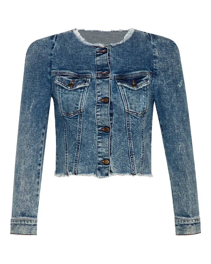 Retrofête raw-cut cropped denim jacket - Blau Blau