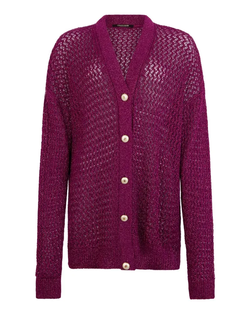 Roberto Cavalli V-neck lurex cardigan - Rosa Rosa