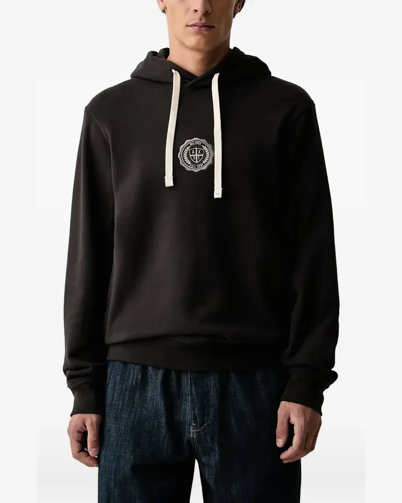 Armani Exchange logo-patch hoodie - Schwarz Schwarz