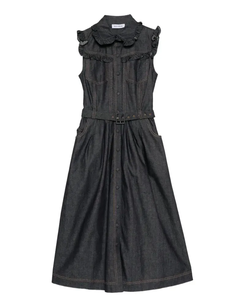 Dice Kayek ruffled chambray midi dress - Blau Blau