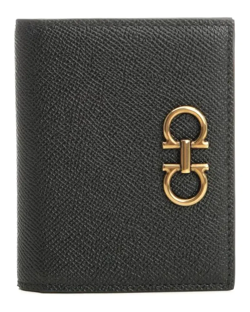 Ferragamo Gancini-plaque textured-leather wallet - Schwarz Schwarz