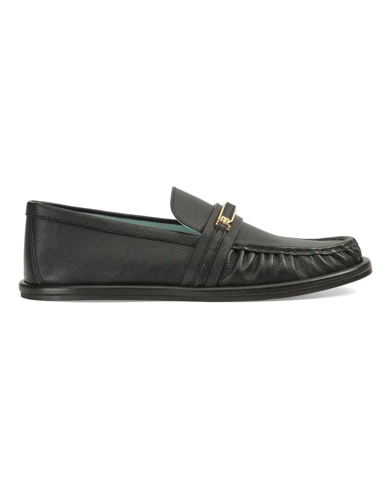 Sergio Rossi Bitt logo-plaque ruched loafers - Schwarz Schwarz