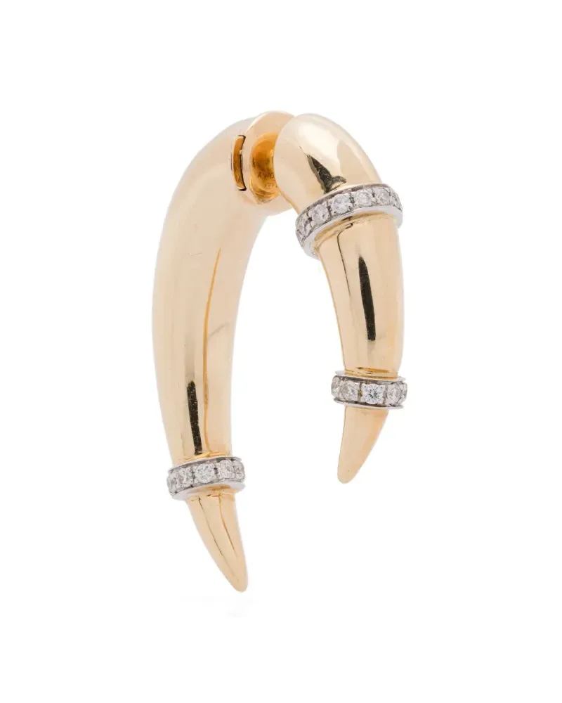Rainbow K Einzelner 14kt Horn Gelbgoldohrring mit Diamant Gold
