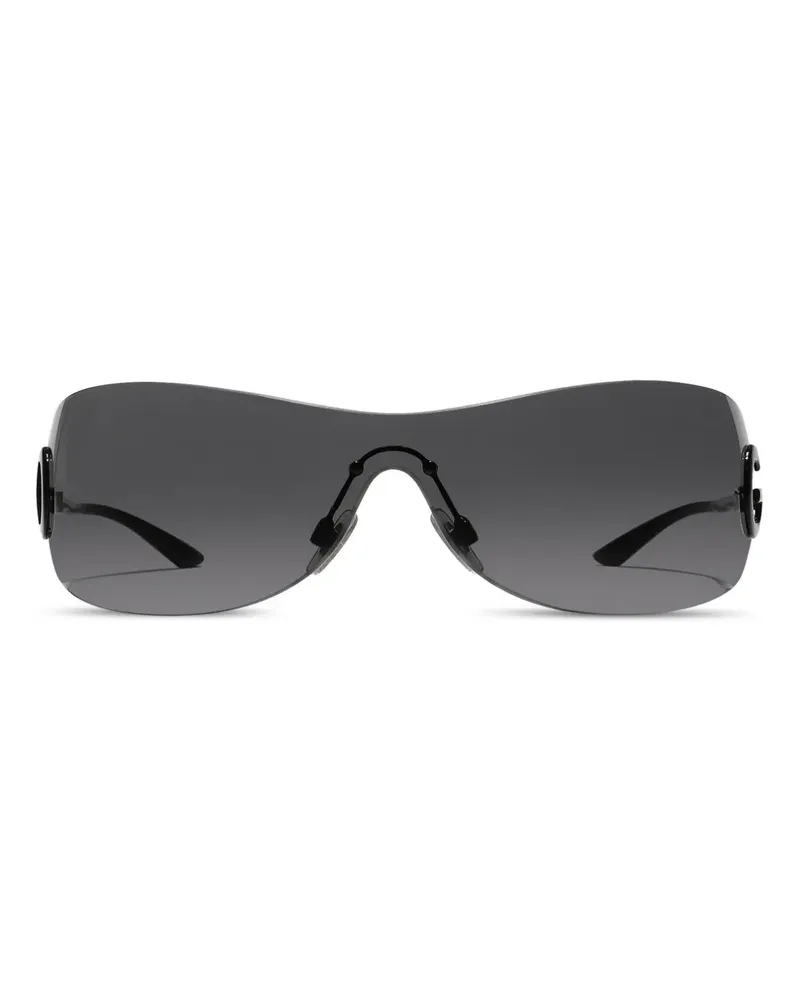 Dolce & Gabbana Gewickelte Sonnenbrille mit Logo-Detail - Schwarz Schwarz