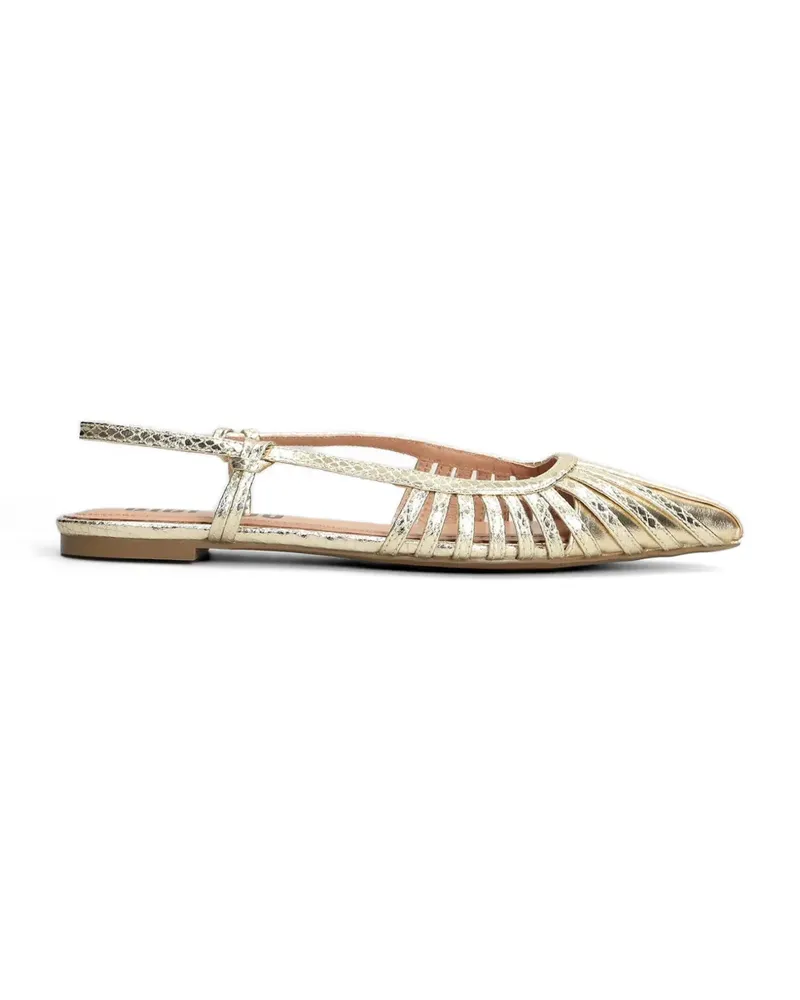 Bibi Lou snakeskin-effect cage-detail ballet flats - Gold Gold