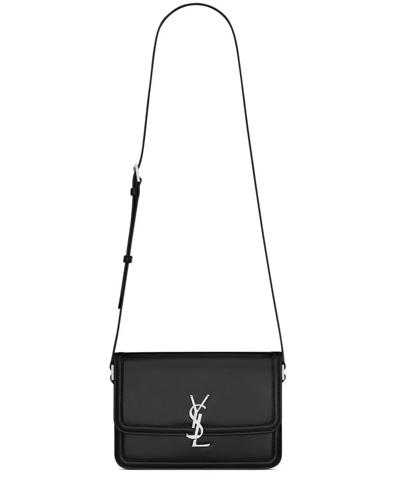 Saint Laurent Mittelgroße Solferino Satchel-Tasche mit Logo-Schild - Schwarz Schwarz
