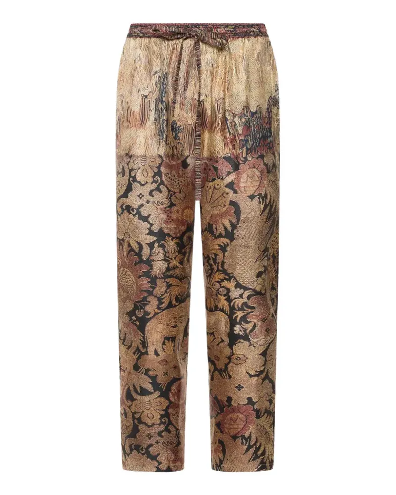 Pierre-Louis Mascia floral-print silk trousers - Braun Braun