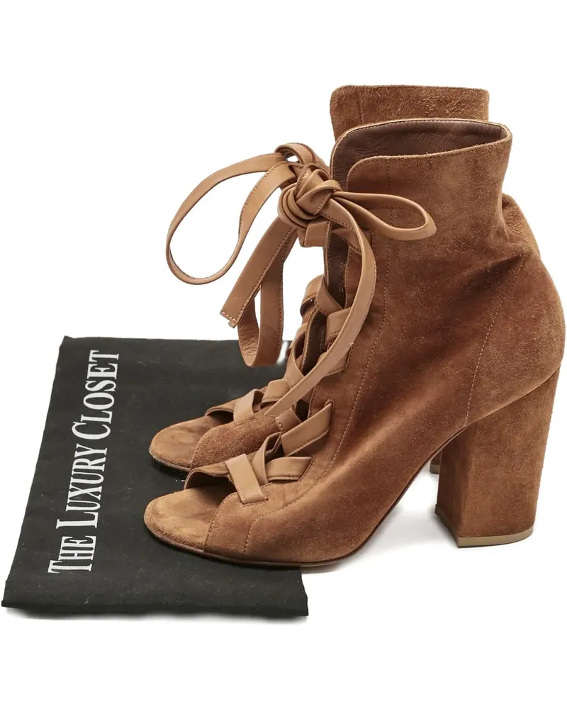 Gianvito Rossi open-toe ribbon ankle boots - Braun Braun