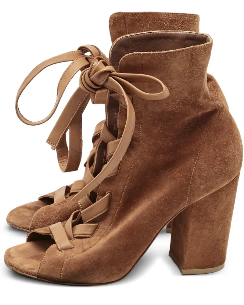 Gianvito Rossi Zehenfreie Stiefeletten mit Schleife - Braun Braun