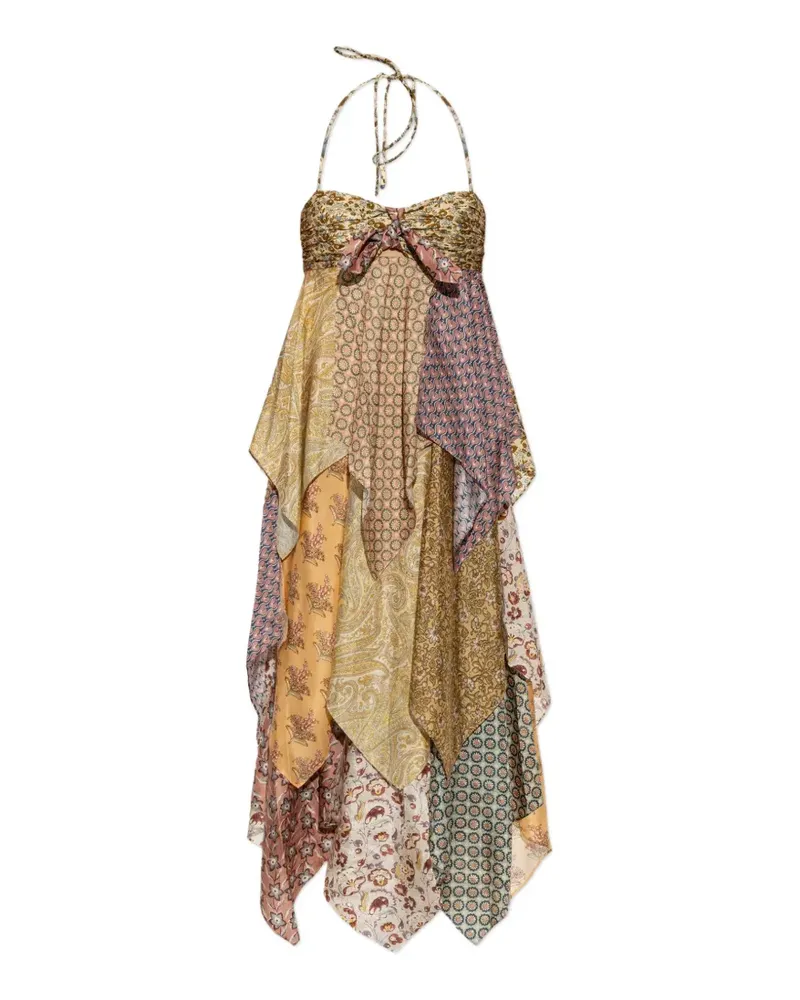 Zimmermann Fairlight patchwork handkerchief-hem maxi dress - Nude Nude
