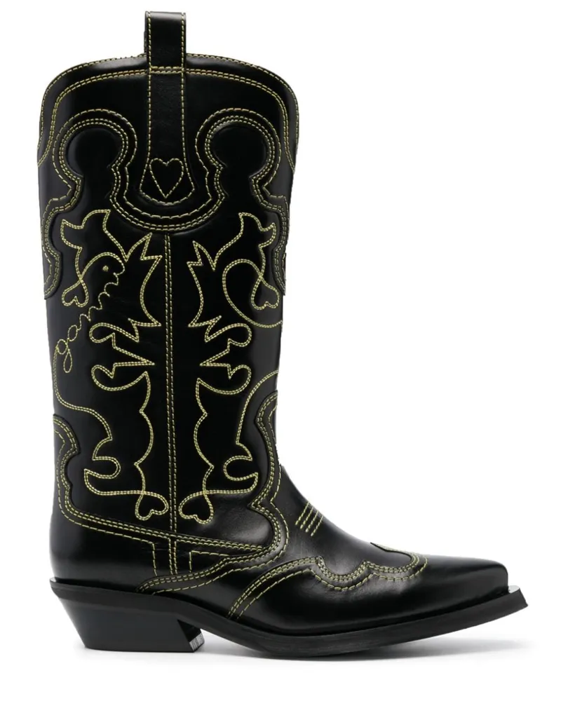 Ganni Stiefel im Western-Look 45mm Schwarz