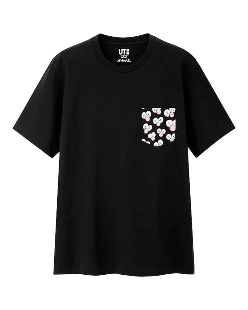 KAWS x Uniqlo T-Shirt mit BFF-Tasche - Schwarz Schwarz