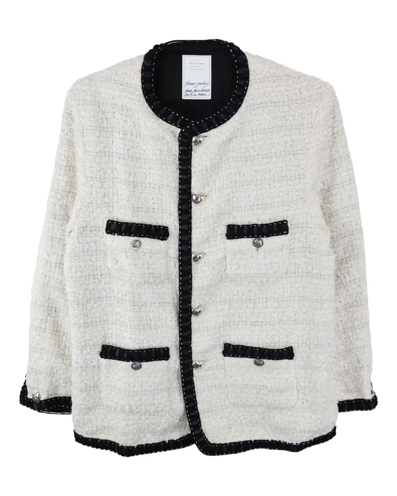 READYMADE Jacke mit Tweed-Besatz - Weiß Weiß