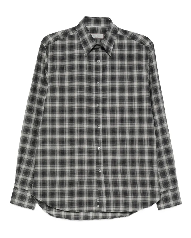 Canali Kariertes Hemd - Grau Grau