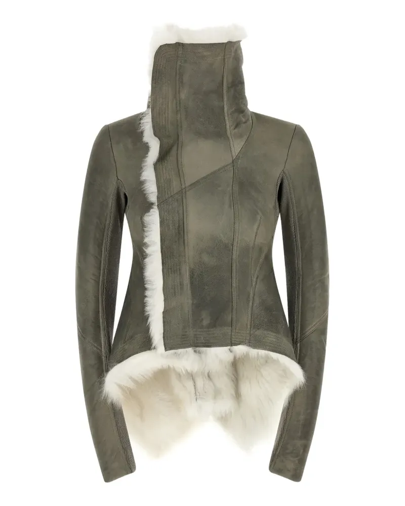 Rick Owens Naska asymmetrical shearling jacket - Grau Grau