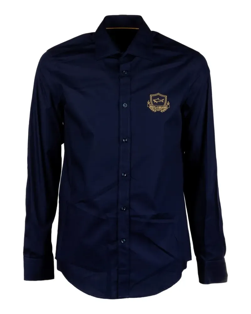 Paul & Shark logo-embroidered cotton shirt - Blau Blau