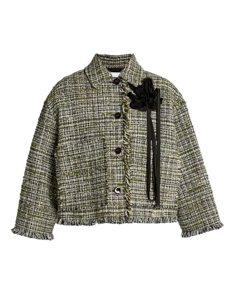 Erdem Tweed-Jacke mit Blumendetail - Grün Grün