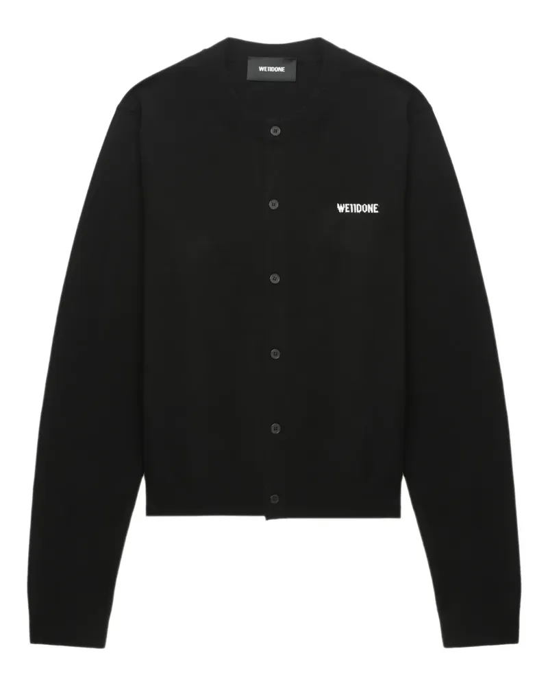 WE 11 DONE Cardigan mit Logo-Stickerei - Schwarz Schwarz