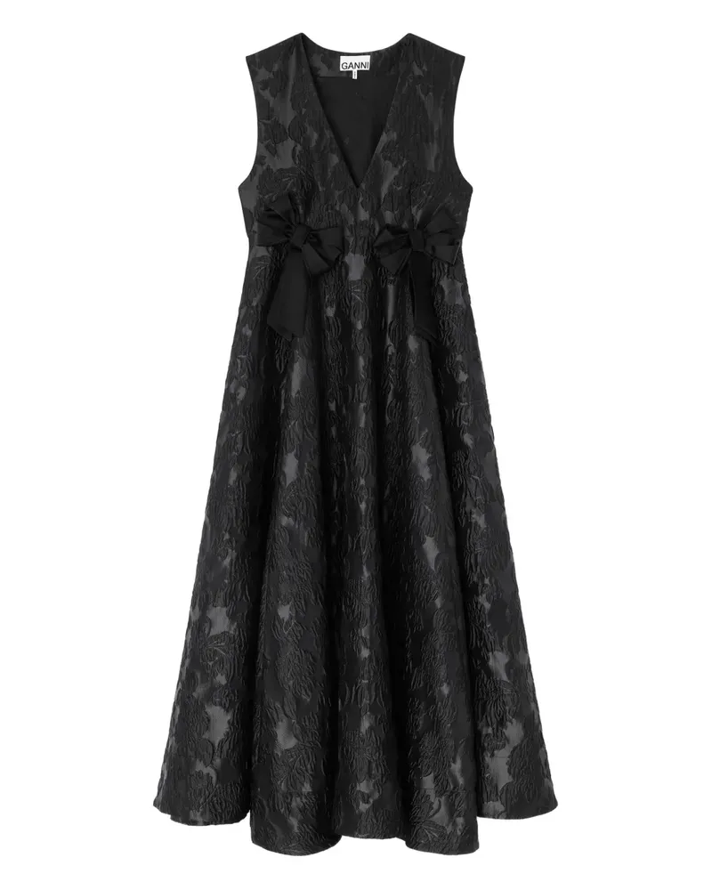 Ganni Midikleid mit Blumenmuster - Schwarz Schwarz