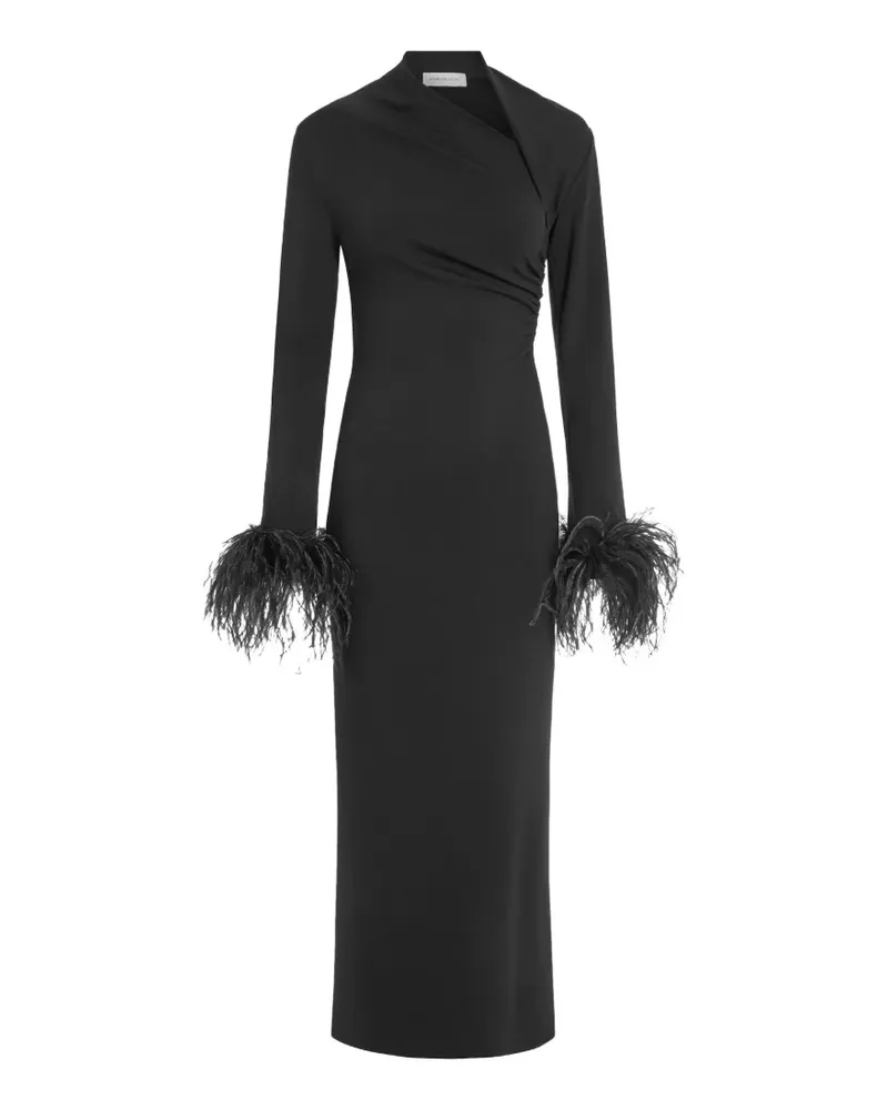 16ARLINGTON Yola feather-trim midi dress - Schwarz Schwarz
