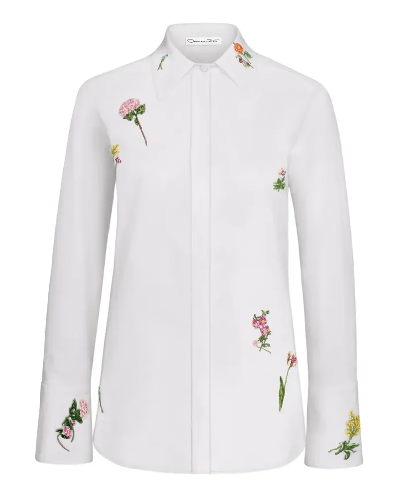 Oscar de la Renta Bluse mit Blumenstickerei - Weiß Weiß