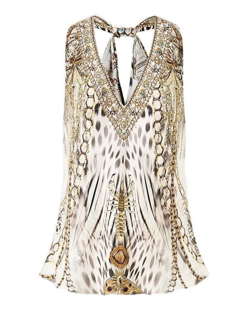 Camilla knot-back V-neck blouse - Nude Nude