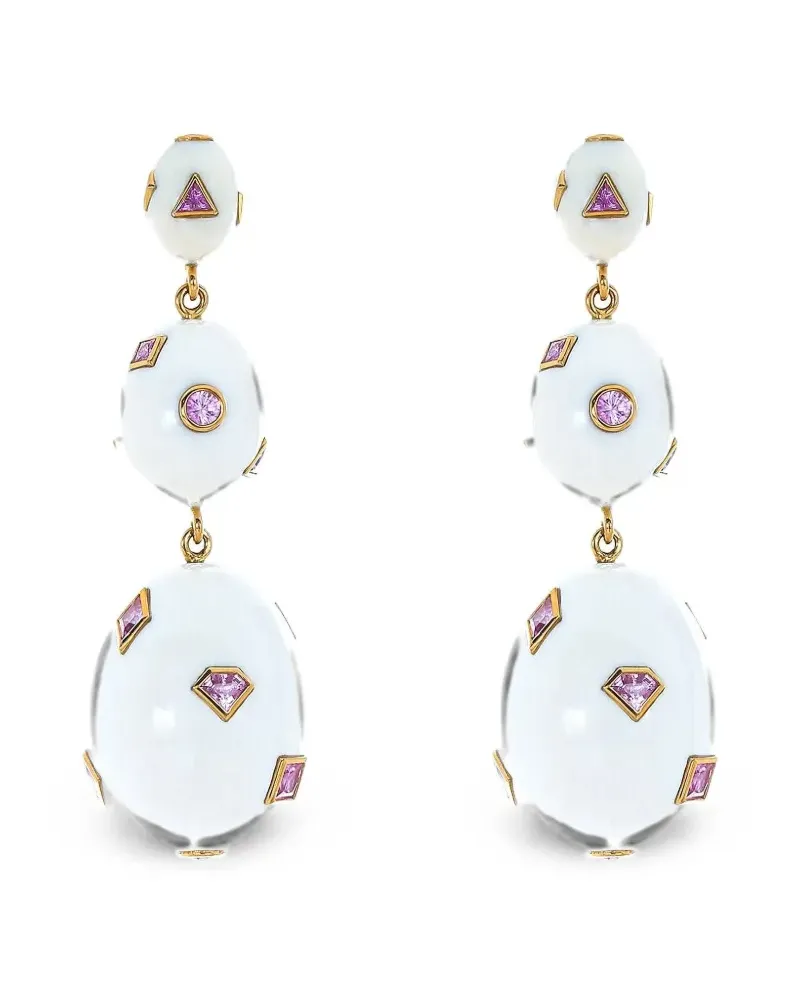 Bibi van der Velden Pop Art Ohrringe mit pinkem Saphir - Gold Gold