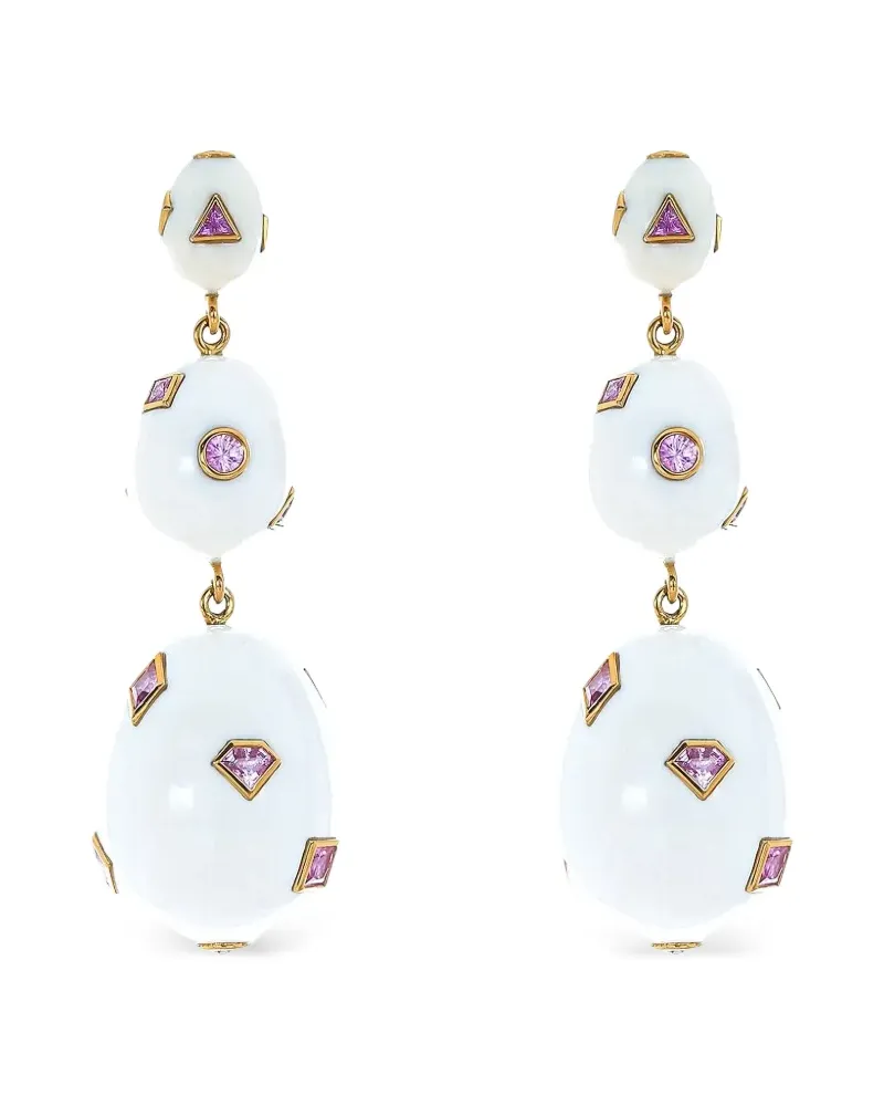 Bibi van der Velden Pop Art Ohrringe mit pinkem Saphir - Gold Gold