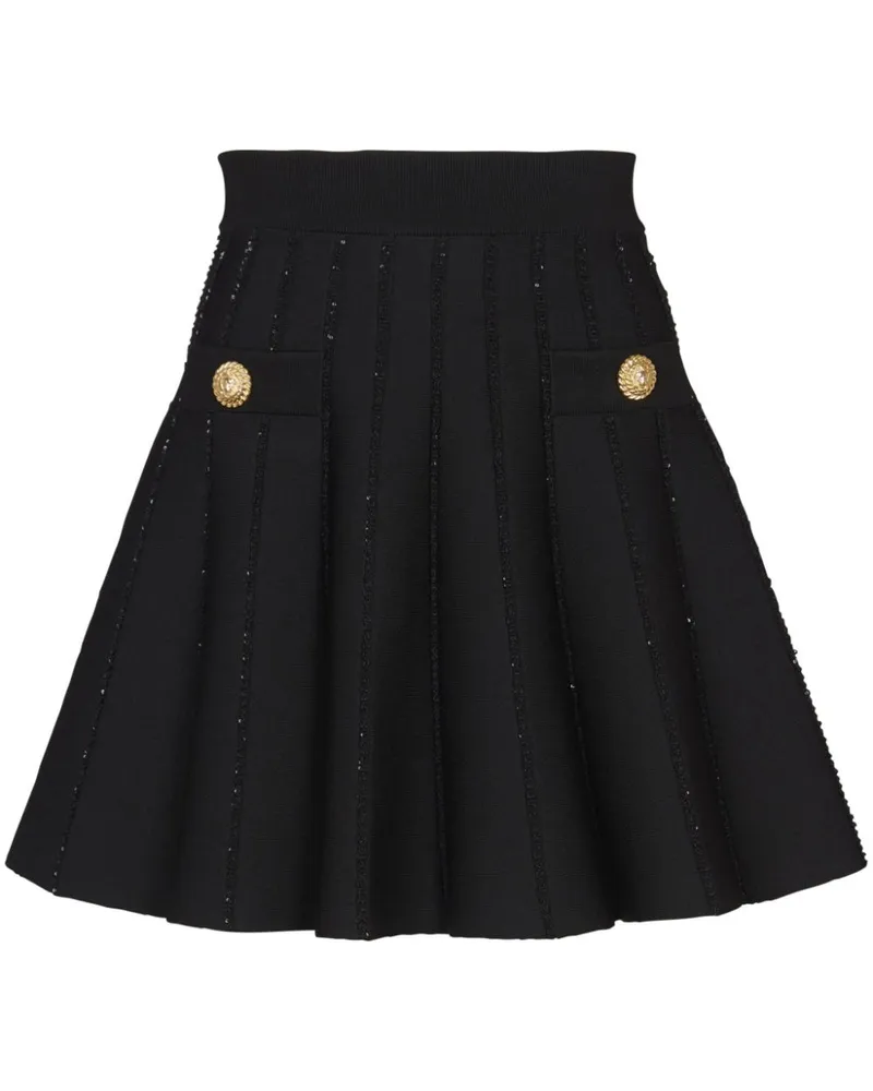 Balmain Gestreifter Rock mit Glitter - Schwarz Schwarz