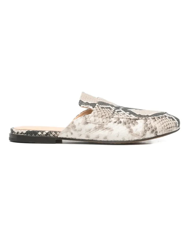 Officine Creative Italia Blair snakeskin-effect flat mules - Nude Nude