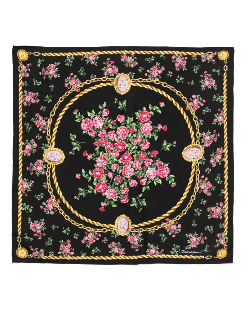 Dolce & Gabbana Schal mit Blumenmuster - Schwarz Schwarz