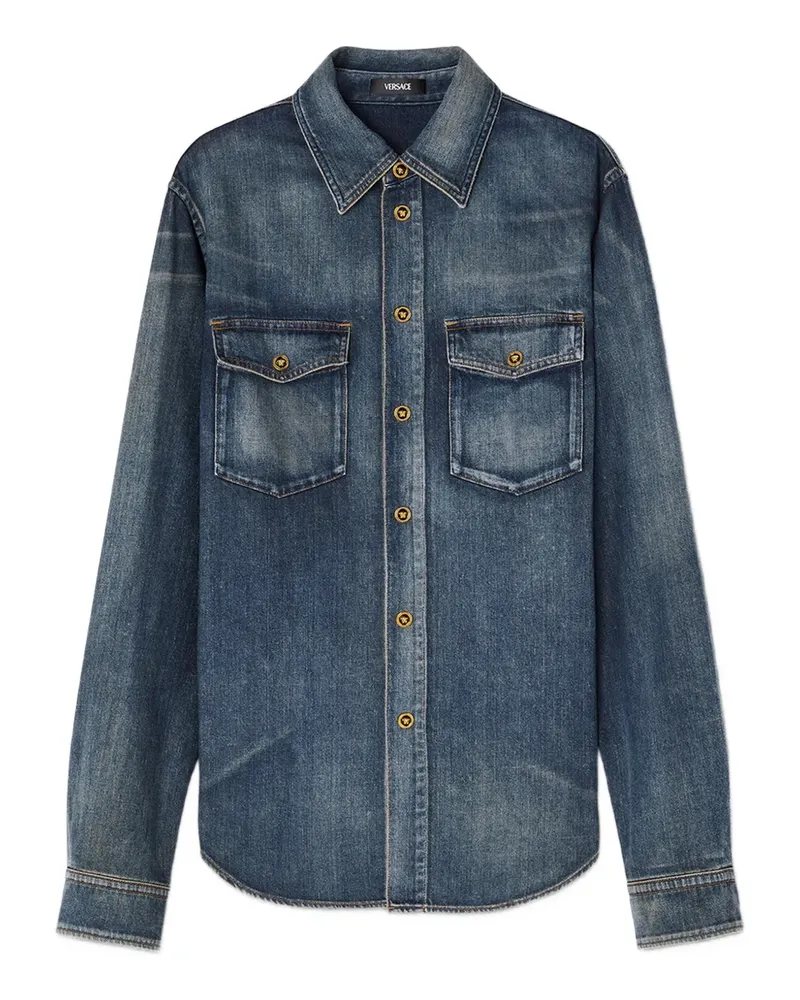 Versace Jeanshemd mit doppelter Tasche - Blau Blau
