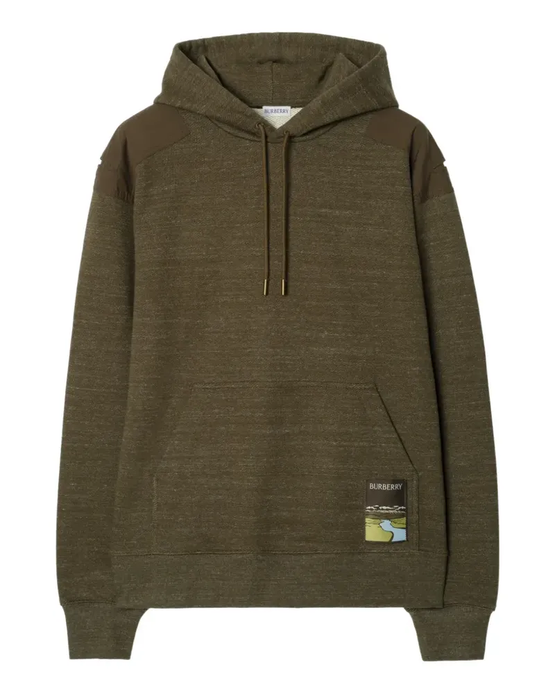 Burberry landscape-label cotton hoodie - Grün Grün
