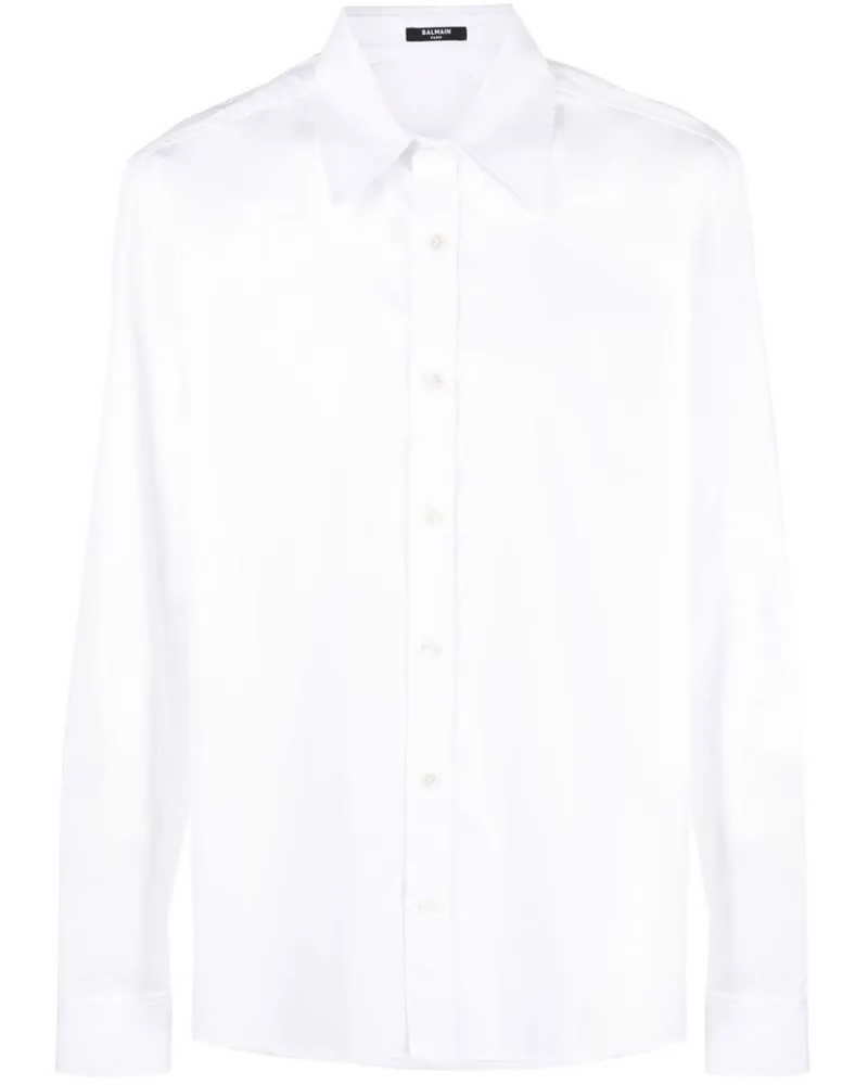 Balmain Hemd mit Logo-Stickerei - Weiß Weiß